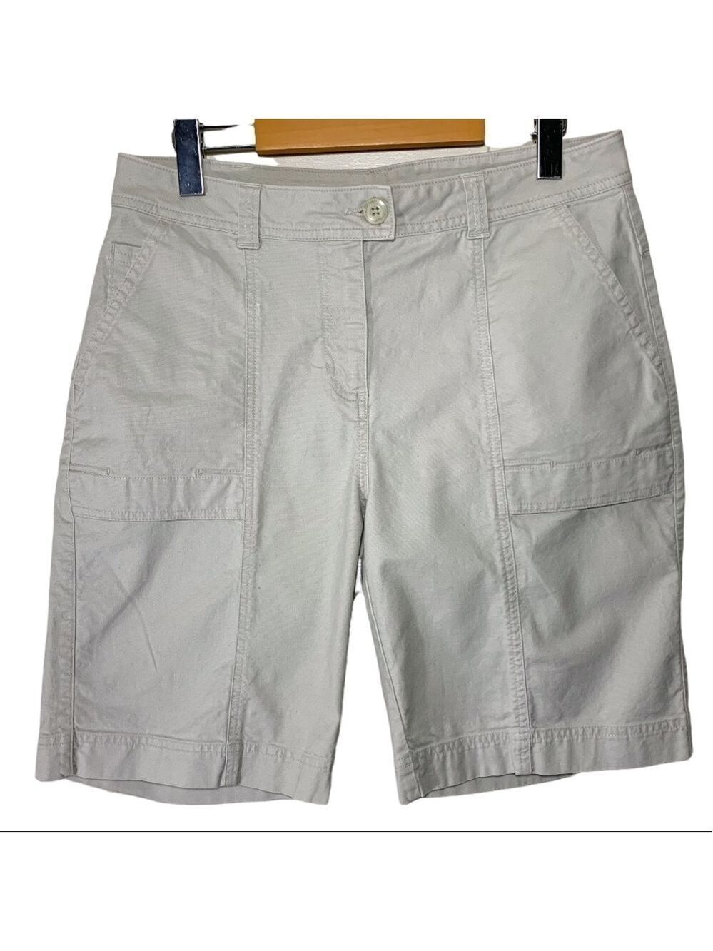 𝅺woolrich Vintage Cotton Bermuda Stone/Tan Sz 8 Relax Fit Denim Shorts